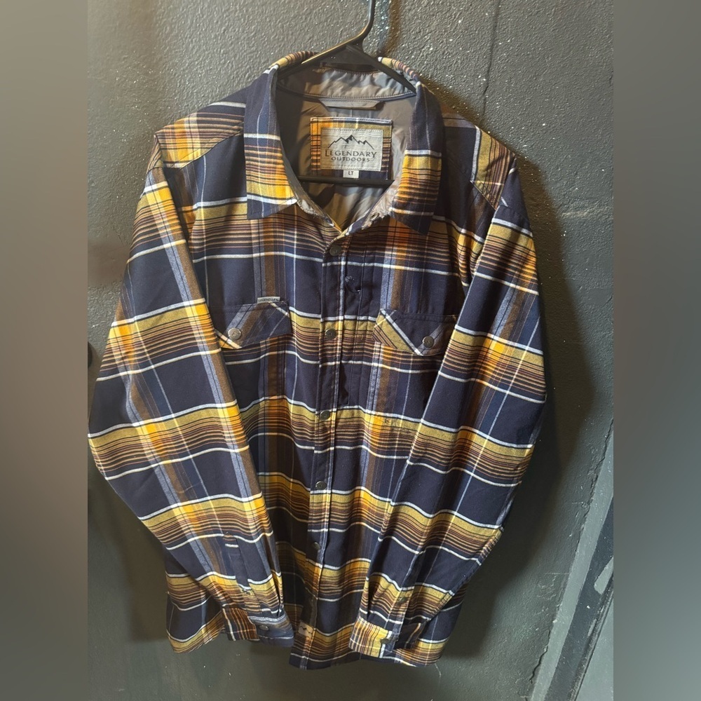 Men’s Legendary Outdoors Yellow and Blue Plaid Flannel Shirt